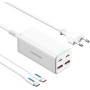 Alimentator retea Vention, 2 x USB-C (100W/100W), 2 x USB-A (18W/18W), GaN, PD, QC, Cablu alimentare 1.5m built-in, Cablu USB-C 1m inclus, alb, 