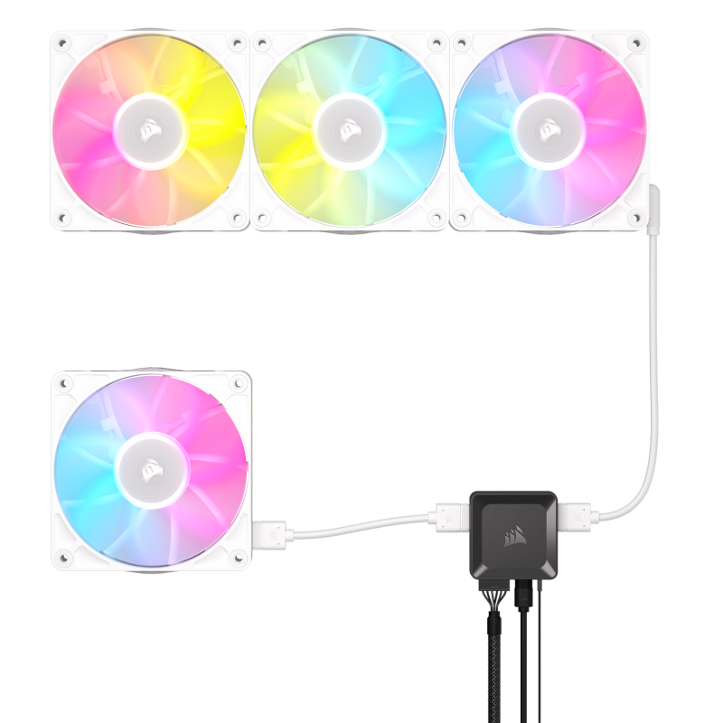 VENTILATOR Corsair iCUE LINK RX120 RGB ALB, viteza 0.400-2100 RPM +/- 10%, 10.5-74.2 CFM, Presiune Statica: 0.12-4.38 mm-H2O, 10-36dBA, Prindere magnetica, Lungime cablu 135mm 