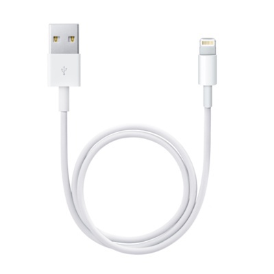 CABLU alimentare si date smartphone Apple, Lightning (T) la USB 2.0 (T), cauciuc, lungime 0.5 m, alb, 