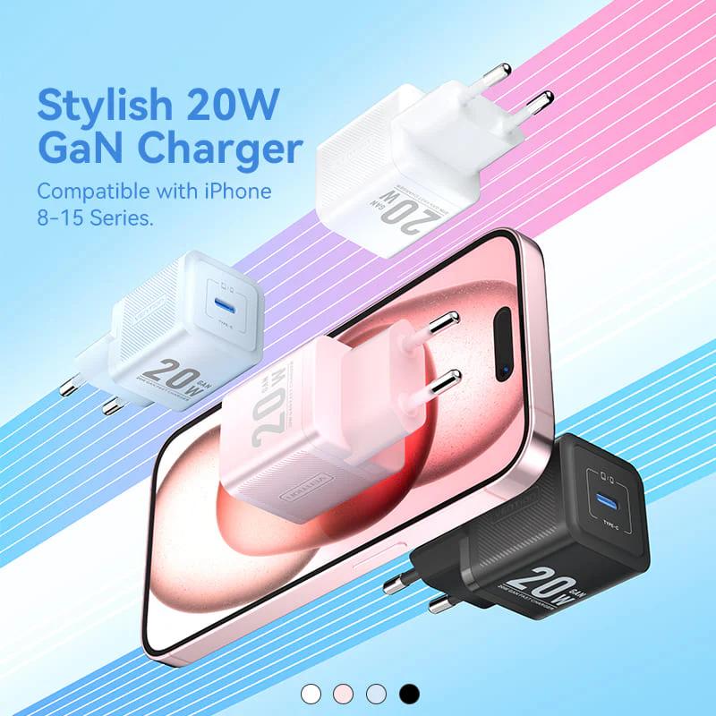 Alimentator retea Vention 20W, 1 x USB Type-C, 5V/3A, QC 3.0, roz, 