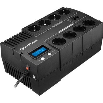 UPS CYBER POWER Line Int. cu sin. simulata, cu management, Brics, LCD,  700VA/420W, AVR, 8x Schuko, baterie 1x 12V/7.2Ah, incarcare pana la 8h, USB, incarcare USB-A/USB-C, 2x RJ45, montare perete, tehn. GreenPower, 