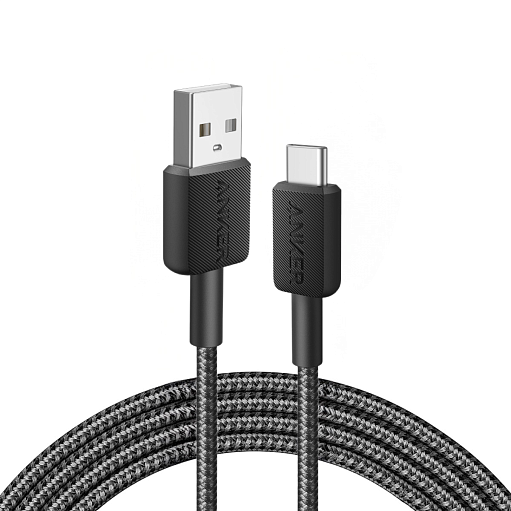 Cablu alimentare si date Anker, USB-A (T) la USB Type-C (T), 0.9m rata transfer 480 Mbps, invelis nylon, braided, negru, 