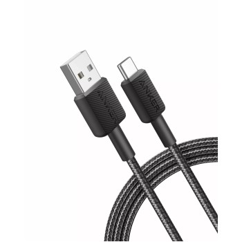 Cablu alimentare si date Anker, USB-A (T) la USB Type-C (T), 1.8m rata transfer 480 Mbps, invelis nylon, braided, negru, 