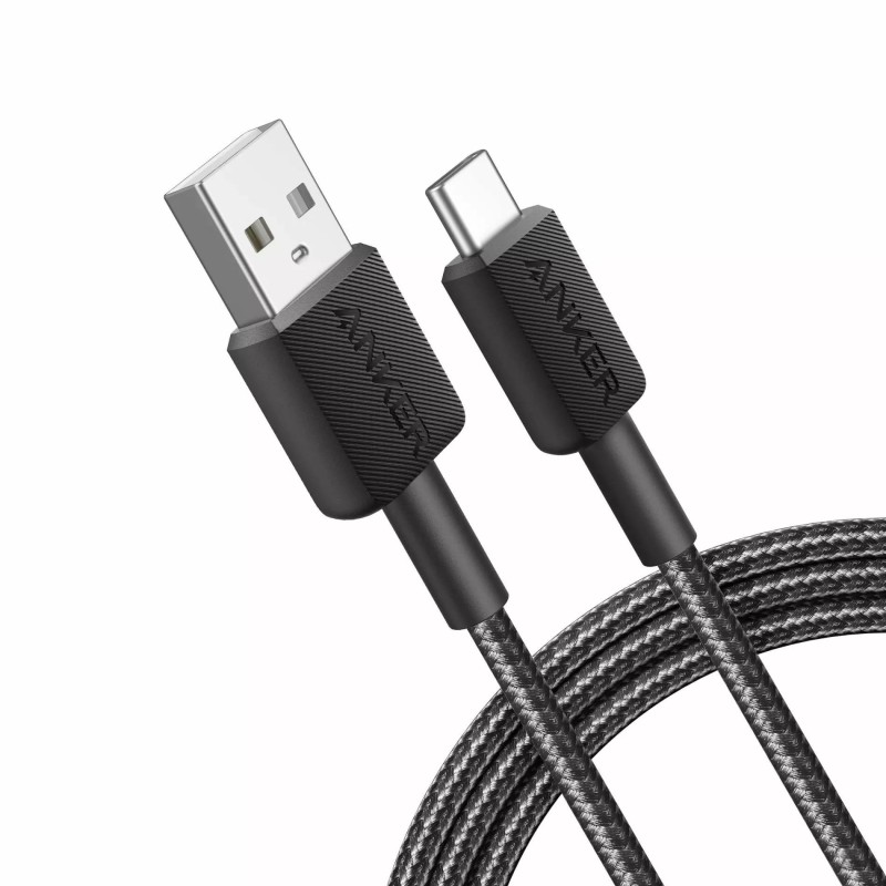 Cablu alimentare si date Anker, USB-A (T) la USB Type-C (T), 1.8m rata transfer 480 Mbps, invelis nylon, braided, negru, 