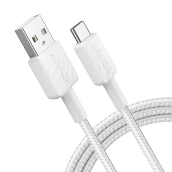 Cablu alimentare si date Anker, USB-A (T) la USB Type-C (T), 1.8m rata transfer 480 Mbps, invelis nylon, braided, alb, 