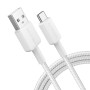 Cablu alimentare si date Anker, USB-A (T) la USB Type-C (T), 1.8m rata transfer 480 Mbps, invelis nylon, braided, alb, 