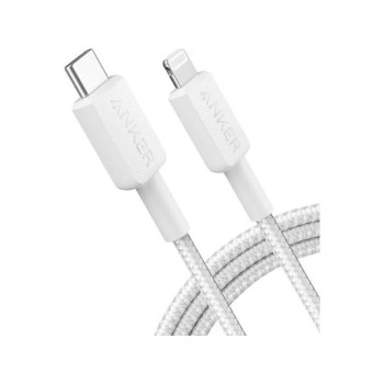Cablu alimentare si date Anker, USB Type-C (T) la Lightning (T), 1.8m rata transfer 480 Mbps, invelis nylon, braided, alb, 