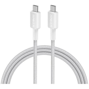 Cablu alimentare si date Anker, USB Type-C (T) la USB Type-C (T), 0.9m rata transfer 480 Mbps, 60W, invelis nylon, braided, alb, 