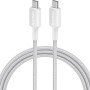 Cablu alimentare si date Anker, USB Type-C (T) la USB Type-C (T), 0.9m rata transfer 480 Mbps, 60W, invelis nylon, braided, alb, 