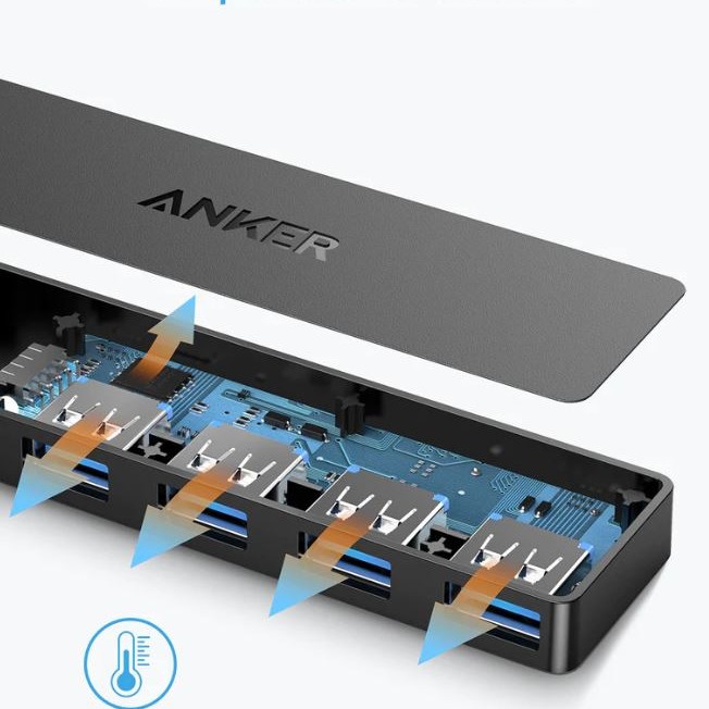 HUB USB Anker 4-in-1, porturi: 4 x USB 3.2 gen 1, conectare prin USB 3.2 (T), rata transfer 5 Gbps, ABS, negru, 