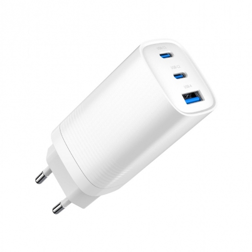 ALIMENTATOR retea 220V GEMBIRD, universal, 2 x USB Type-C 3.25A PD 65W, 1 x USB-A 3.0 maxim 2.25A QC 27W, alb, 