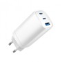 ALIMENTATOR retea 220V GEMBIRD, universal, 2 x USB Type-C 3.25A PD 65W, 1 x USB-A 3.0 maxim 2.25A QC 27W, alb, 
