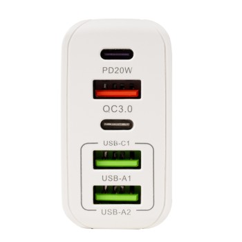ALIMENTATOR retea SPACER Quick Charge 37W, 1 x USB Type-C 20W + 1 x USB QC 3.0 18W, 2 x USB 2.4A + 1 x USB Type-C 2.4A 