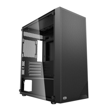CARCASA PCCooler middle tower, gaming, fara sursa, suporta 7xfan, , PSU shroud, USB 3.1 gen x 1, USB 2.0 x 2, audio+mic, 5 sloturi expansiune, negru, 