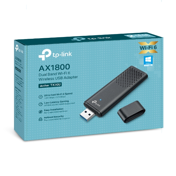 ADAPTOR RETEA TP-LINK AX1800, extern wireless 2.4 GHz | 5 GHz, USB 3.0, 1800 Mbps, WI-FI 6, antena interna x 2, 