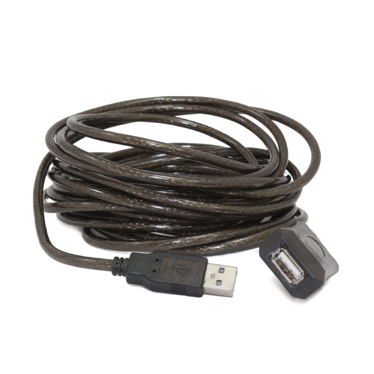 CABLU USB GEMBIRD prelungitor, USB 2.0 (T) la USB 2.0 (M), 5m, activ (permite folosirea unui cablu USB lung), black 