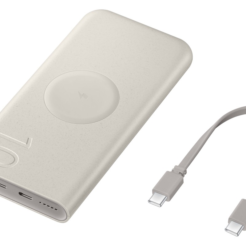 Baterie externa 2 x USB Type C, 10000 mAh, 25W, Wireless Bej 