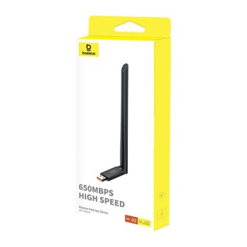 ADAPTOR RETEA Baseus FastJoy, extern wireless 2.4 GHz, USB 2.0, port, 650 Mbps, antena externa x 1, 