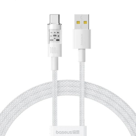 CABLU alimentare si date Baseus Gem, Fast Charging Data Cable pt. smartphone, USB la USB Type-C 100W, 1m, alb 
