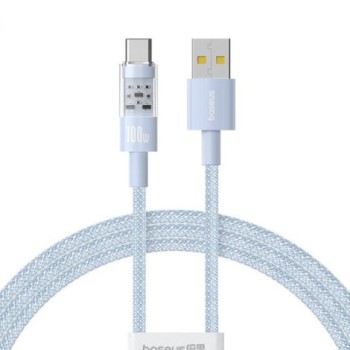 CABLU alimentare si date Baseus Gem, Fast Charging Data Cable pt. smartphone, USB la USB Type-C 100W, 1m, albastru 