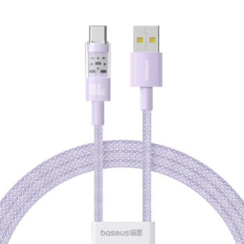 CABLU alimentare si date Baseus Gem, Fast Charging Data Cable pt. smartphone, USB la USB Type-C 100W, 1m, mov 
