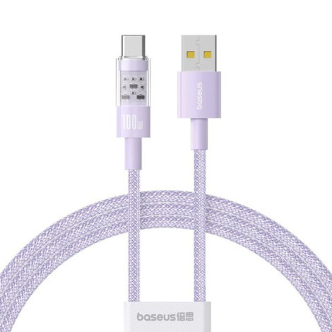 CABLU alimentare si date Baseus Gem, Fast Charging Data Cable pt. smartphone, USB la USB Type-C 100W, 1m, mov 