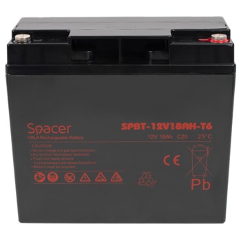 ACUMULATOR UPS SPACER 12V / 18Ah, dimensiuni: 181x77x167mm, inaltime+terminal: 167mm, terminal F6(T6), 