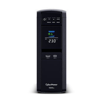 UPS CYBER POWER Line Int. cu sin. pura, cu management, Tower, LCD, 1600VA/1000W, AVR, 6x Schuko, baterie 2x 12V/9Ah, incarcare pana la 8h, USB, incarcare USB-A/USB-C, 2x RJ45, RS232, slot SNMP, APFC, GreenPower, 
