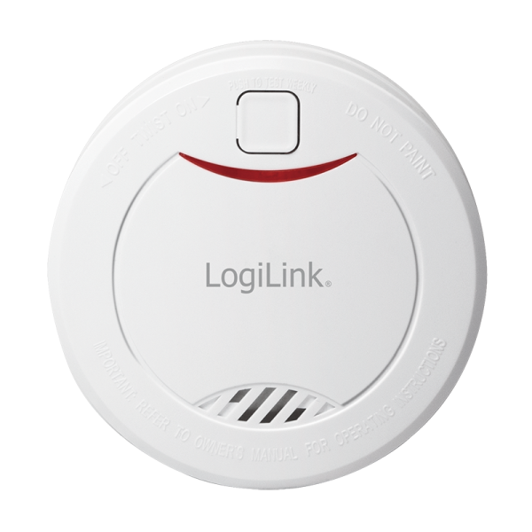 DETECTOR de fum LOGILINK, montare tavan/ perete, alarma 85 dB, buton test, baterie 3V, VdS, alb 