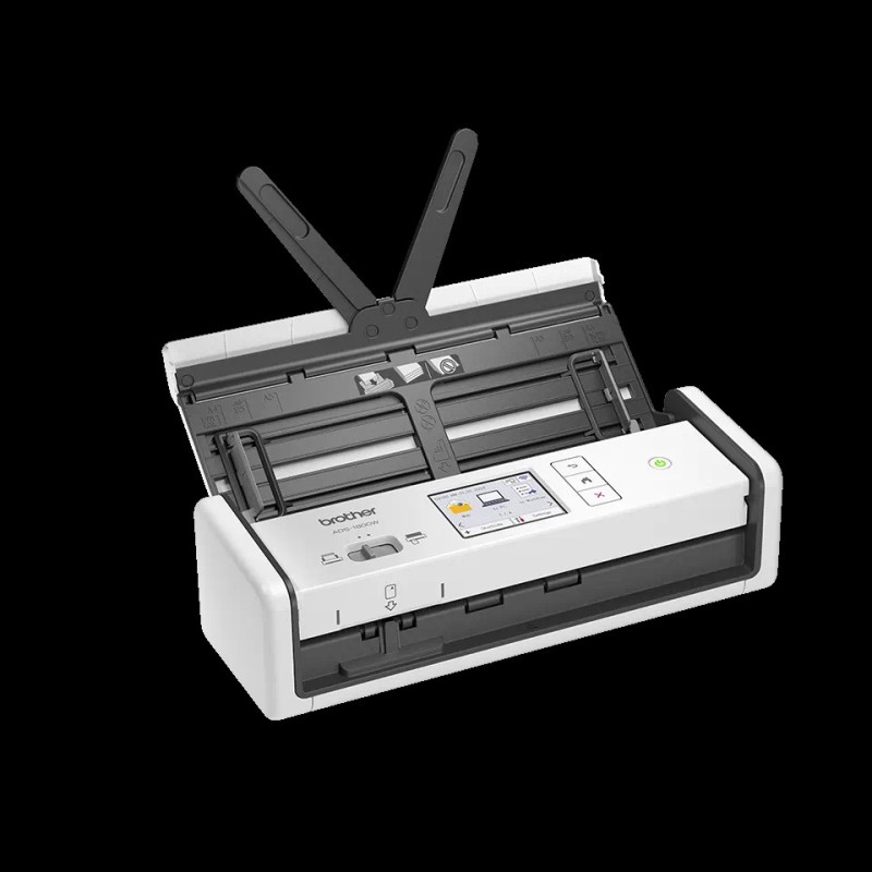 Scanner Portabil Compact BROTHER ADS-1800W, A4, Viteza de scanare duplex: 30ppm/60ipm, Optiuni: , Conectivitate:WiFI, Scanare ambele fete:Da, ADF:60coli(timbru verde 4 lei)   