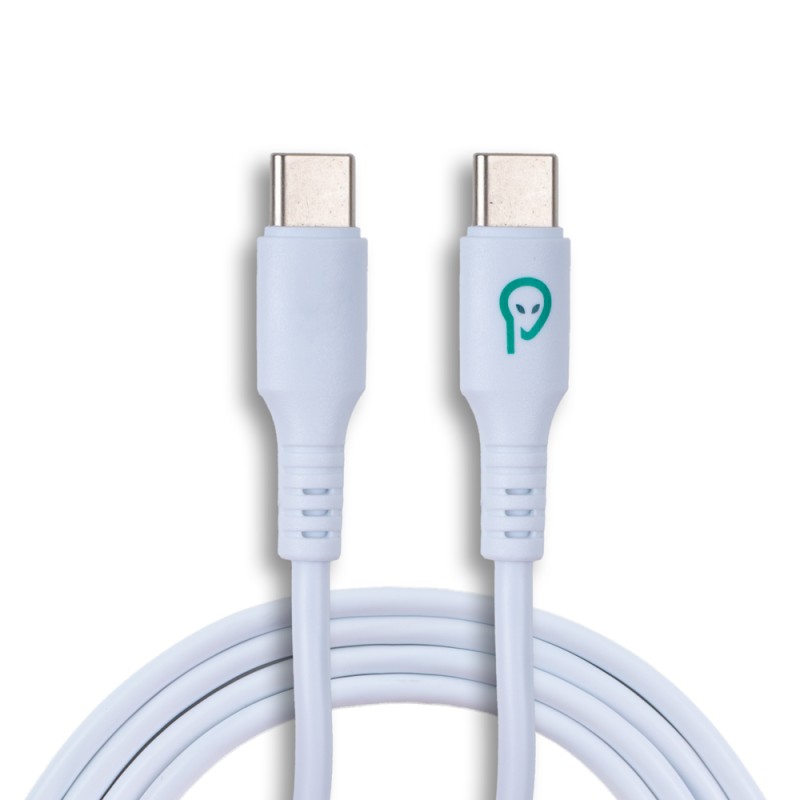 CABLU alimentare si date SPACER, pt. smartphone, USB Type-C (T) la USB Type-C(T), PVC, ambalaj punga, 1.8m, alb 
