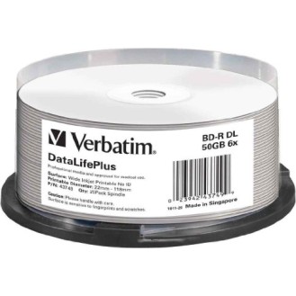 BD-R VERBATIM  50GB, viteza 6x, 25 buc, Double Layer, spindle, printabil, 