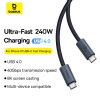 CABLU alimentare si date Baseus Flash Series 2 USB4, Fast Charging Data Cable pt. smartphone, video 8K@60Hz, USB Type-C la USB Type-C 240W, 1m, negru 