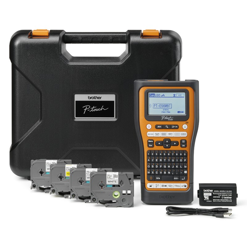 Imprimanta Transfer Termic BROTHER 180dpi PT-E560BTSP, Viteza de tiparire: 30mm/s, Latime maxima de imprimare: 24mm|Conectiv: mini-USB|WIFI, Imp Cod de bare:DA, (Timbru verde 3.5 RON) 