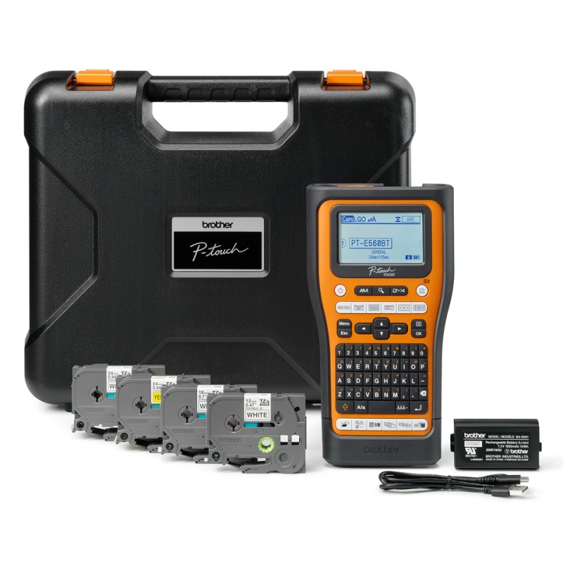 Imprimanta Transfer Termic BROTHER 180dpi PT-E560BTSP, Viteza de tiparire: 30mm/s, Latime maxima de imprimare: 24mm|Conectiv: mini-USB|WIFI, Imp Cod de bare:DA, (Timbru verde 3.5 RON) 