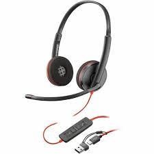 Poly Blackwire 3220 Stereo USB-C Headset +USB-C/A Adapter 
