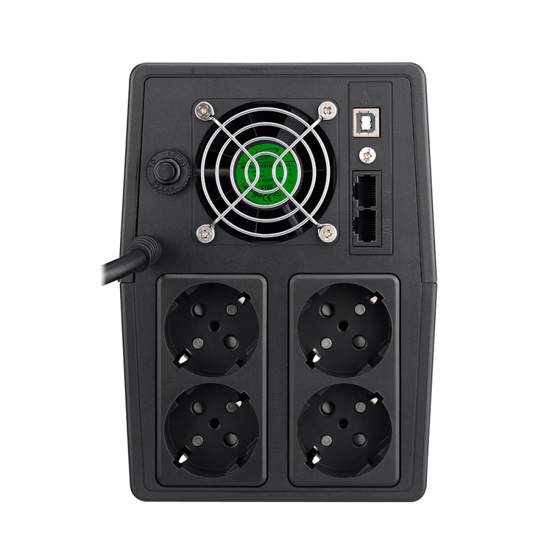 UPS Spacer Line Int. cu management, LCD,  1500VA/  900W, AVR, 4 x socket Schuko, display LCD, 2 x baterie 12V/9Ah, conector USB, combo RJ11/RJ45, bateria are 12 luni garantie, 