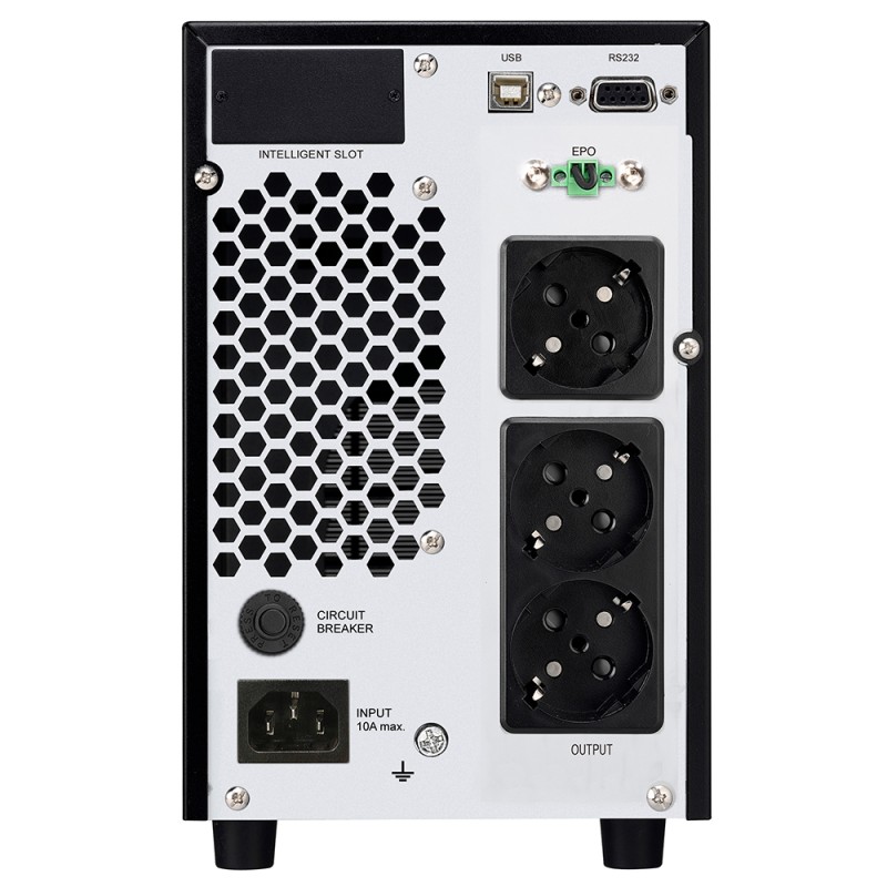 UPS Spacer Online, LCD,  2000VA/ 1800W, sin. pura, 3 x socket Schuko, display LCD, 4 x baterie 12V/9Ah, conector USB, RS-232, EPO, slot SNMP, bateria are 12 luni garantie, 