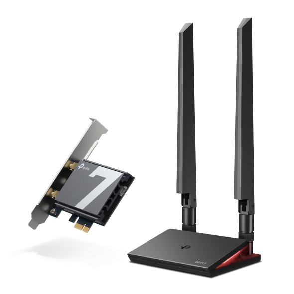 ADAPTOR RETEA TP-LINK, BE9300 Wi-Fi 7 Bluetooth 5.4 PCIe Adapter, 9300 Mbps, WI-FI 7 si Bluetooth 5.4, antena externa x 2, 