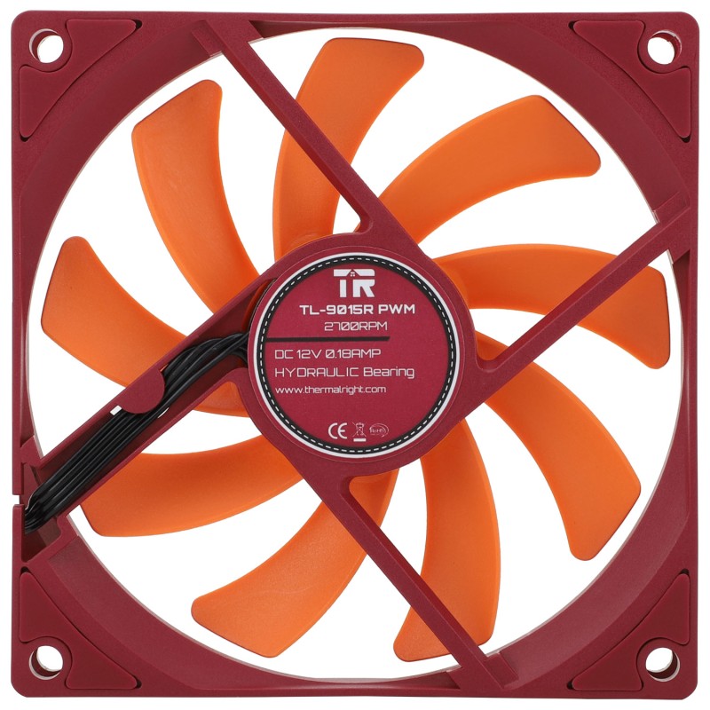 Ventilator Thermalright, 92mm, 2700 rpm, hydraulic bearing, 42.58 cfm, fara LED, 4pin PWM, maro - portocaliu, 