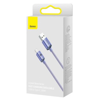 CABLU alimentare si date Baseus Crystal Shine, Fast Charging Data Cable pt. smartphone, USB la USB Type-C 100W, 1.2m, violet 