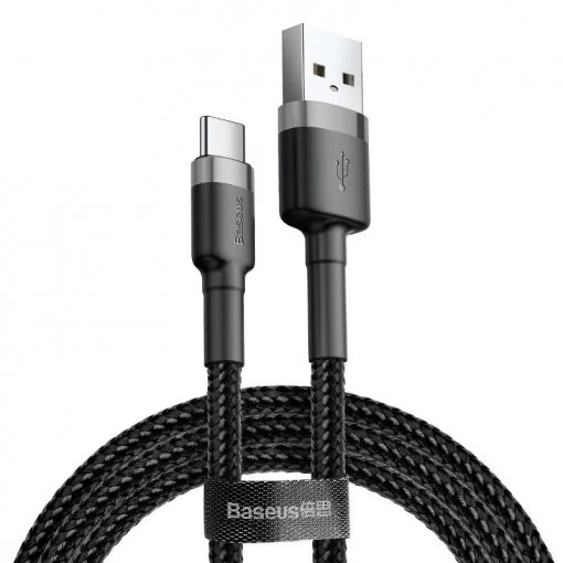CABLU alimentare si date Baseus Cafule, Fast Charging Data Cable pt. smartphone, USB la USB Type-C 18W, 0.5m, gri + negru 