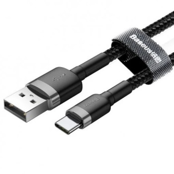 CABLU alimentare si date Baseus Cafule, Fast Charging Data Cable pt. smartphone, USB la USB Type-C 18W, 0.5m, gri + negru 