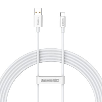 CABLU alimentare si date Baseus Superior, Fast Charging Data Cable pt. smartphone, USB la USB Type-C 100W, braided, 2m, alb 