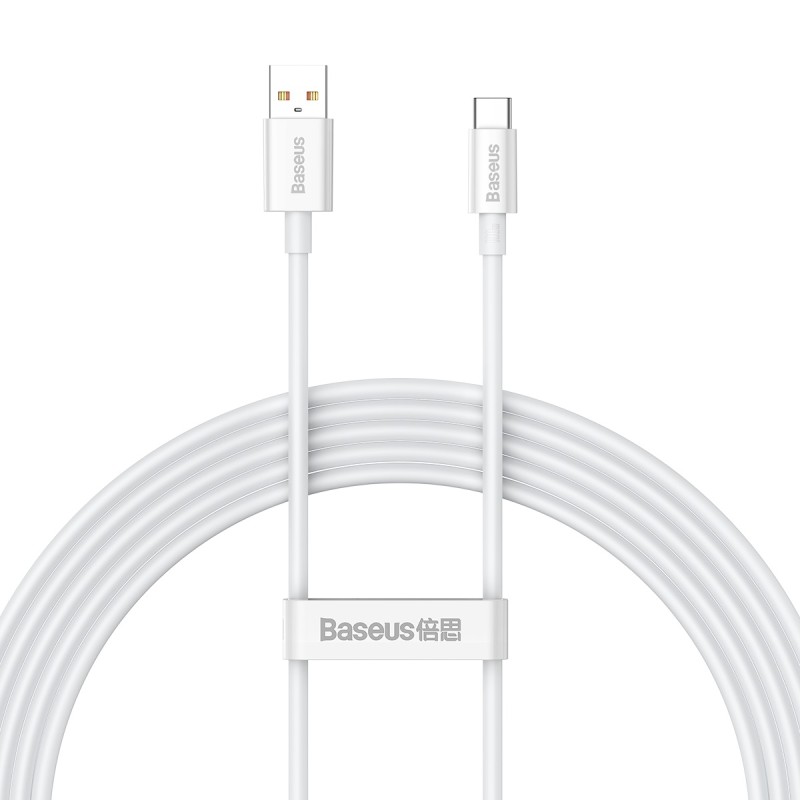 CABLU alimentare si date Baseus Superior, Fast Charging Data Cable pt. smartphone, USB la USB Type-C 100W, braided, 2m, alb 