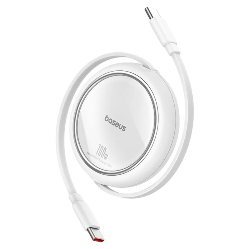 CABLU alimentare si date Baseus Free2Draw Mini, Fast Charging Data Cable pt. smartphone, retractabil, USB Type-C la USB Type-C 100W, 1m, alb 