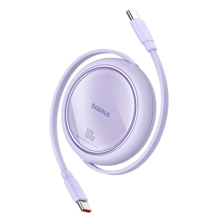 CABLU alimentare si date Baseus Free2Draw Mini, Fast Charging Data Cable pt. smartphone, retractabil, USB Type-C la USB Type-C 100W, 1m, violet 