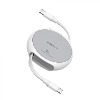 CABLU alimentare si date Baseus Free2Draw Mini, Fast Charging Data Cable pt. smartphone, retractabil, USB Type-C la USB Type-C 100W, 1m, alb 