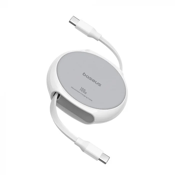 CABLU alimentare si date Baseus Free2Draw Mini, Fast Charging Data Cable pt. smartphone, retractabil, USB Type-C la USB Type-C 100W, 1m, alb 