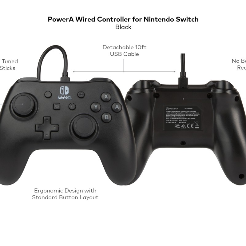 CONTROLLER PowerA, cu fir, pentru Nintendo Switch, negru, 